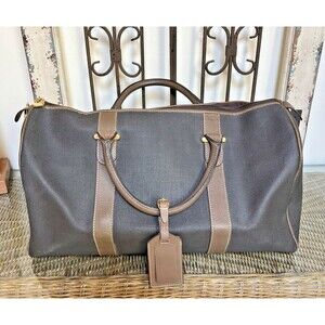 Dunhill Boston Weekender Bag Brown Leather & Coated Canvas Dunhill Lock/Key Tag